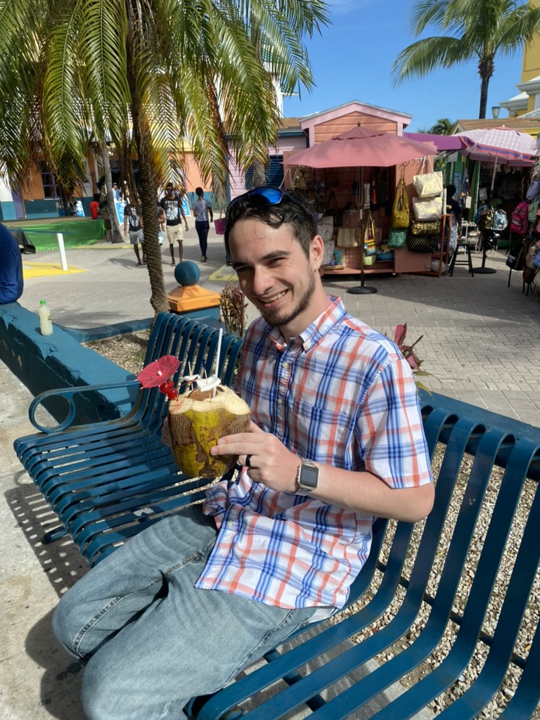 First time drinking out of a coconut.